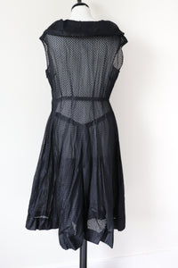 1950s Original Black Dress - See Through - Cocktail / Evening Dress - UK 10 / 12