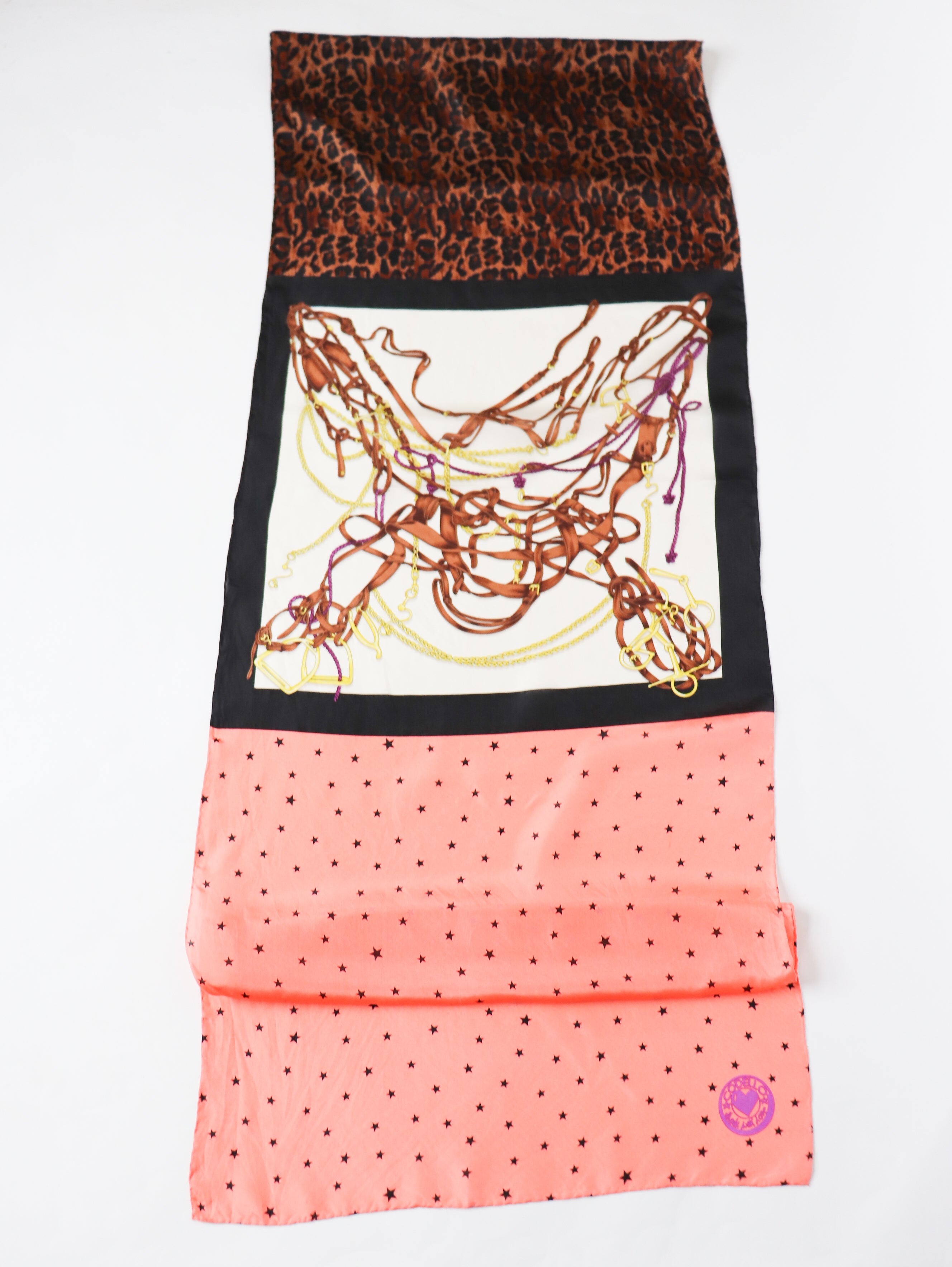 Codello Silk Scarf - Leopard  / Equestrian / Spotted Stars - LARGE / LONG