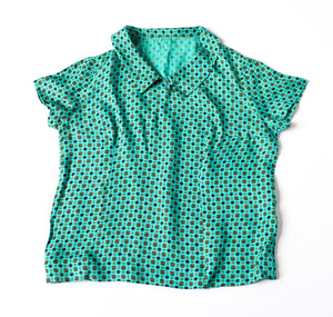 1960s Vintage Green Shell Top - Short Sleeves - Acetate - M / UK 12