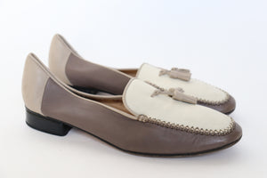 Brunate Vintage Tassel Loafers - Cream / Beige Leather - 40 / UK 7