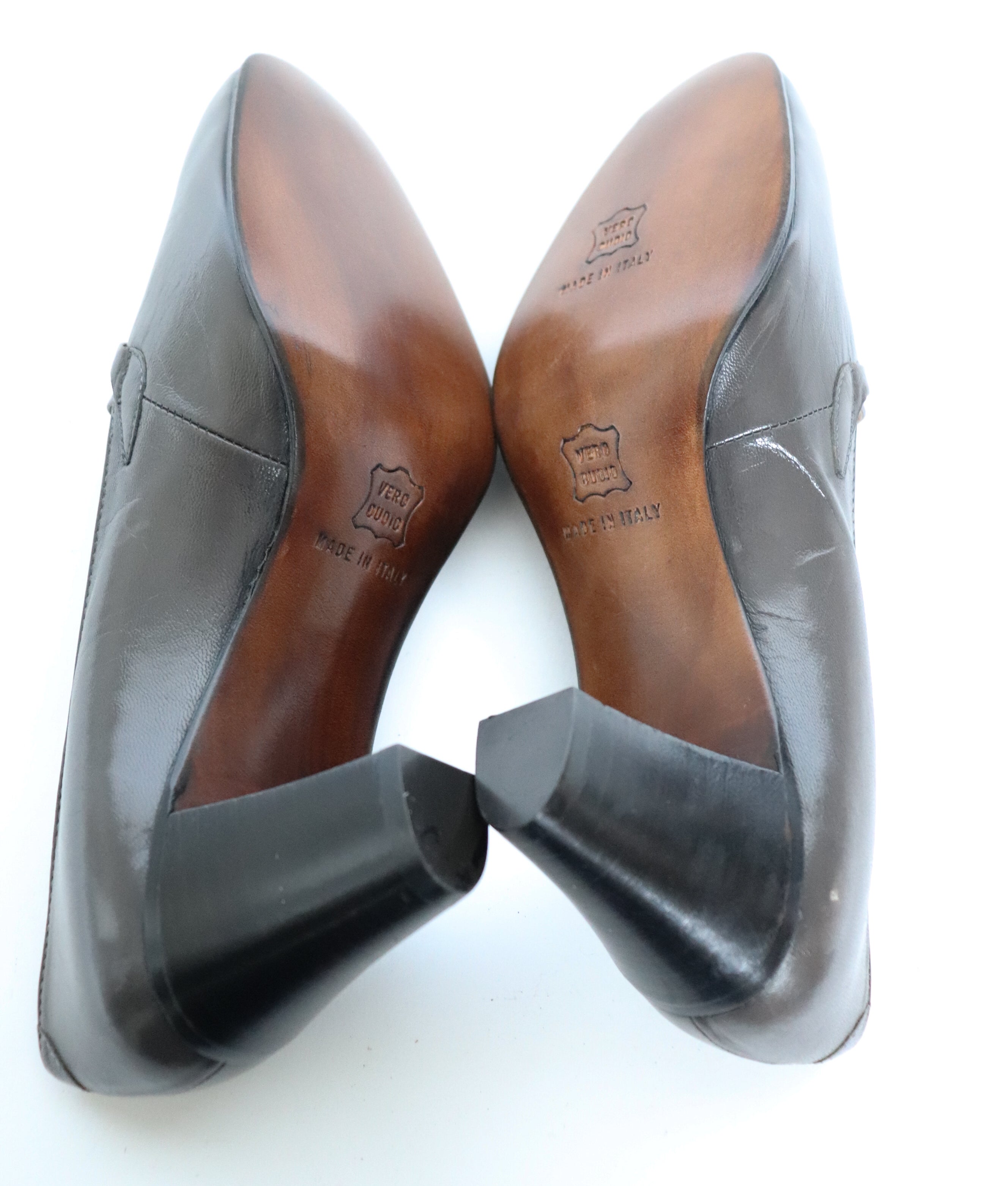 Vintage Heel Loafers - 1980s Grey Leather - Mimosa - UK 3.5 / 36.5 - UNWORN
