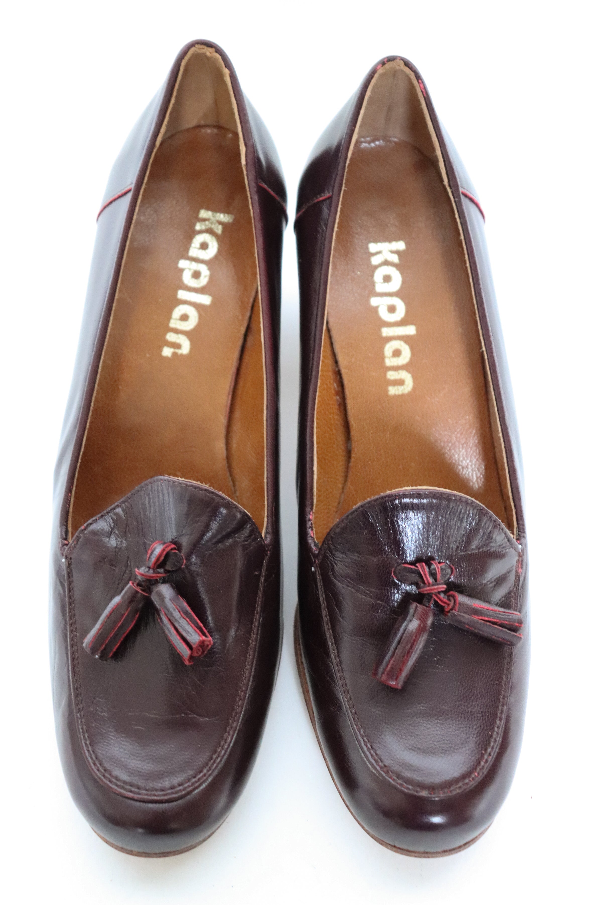 Heel Tassel Loafers - Vintage - Burgundy Leather - Kaplan - UK 3 / 36 - Unworn