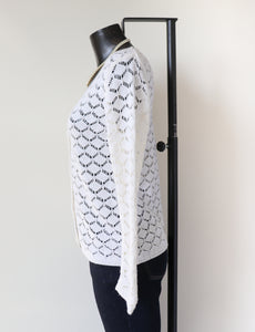 Cream Lace Knit Cardigan - Acrylic - S / UK 10