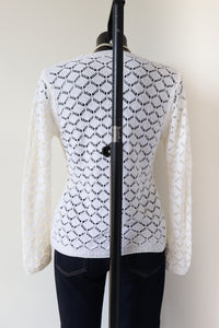 Cream Lace Knit Cardigan - Acrylic - S / UK 10