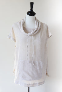 Linen Mesh Tunic Top - Funnel Neck - Massimo Vello - M / UK 12