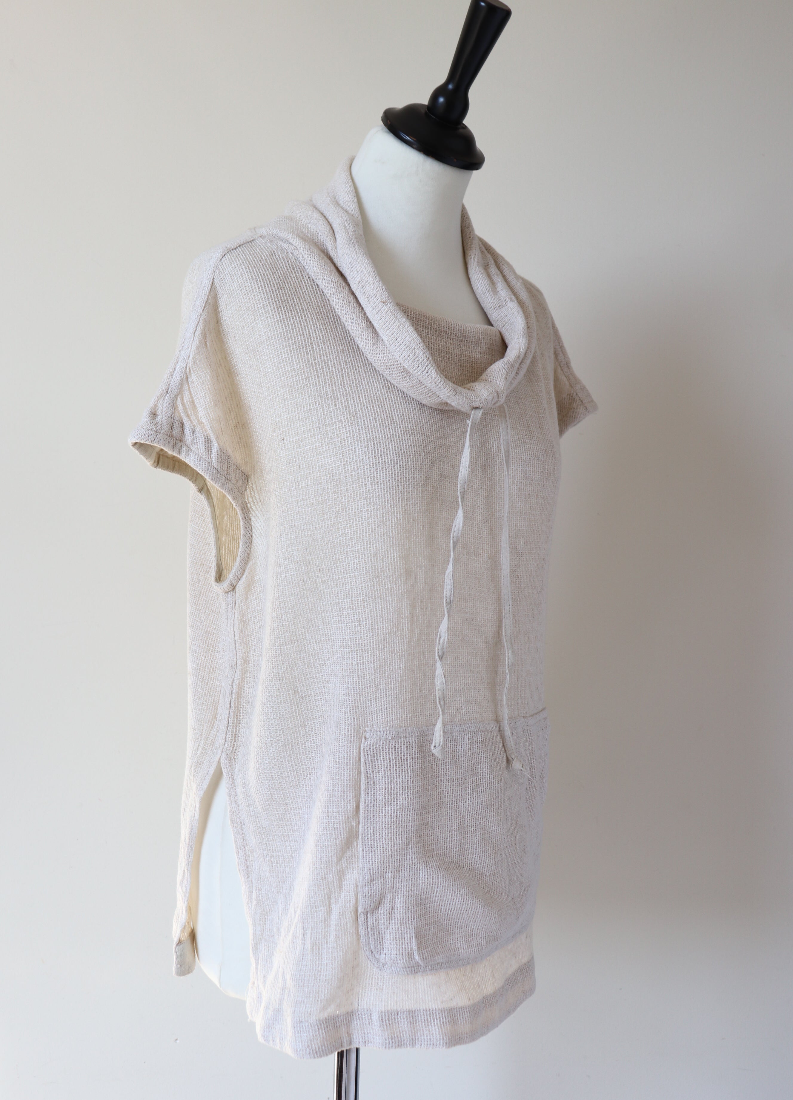 Linen Mesh Tunic Top - Funnel Neck - Massimo Vello - M / UK 12