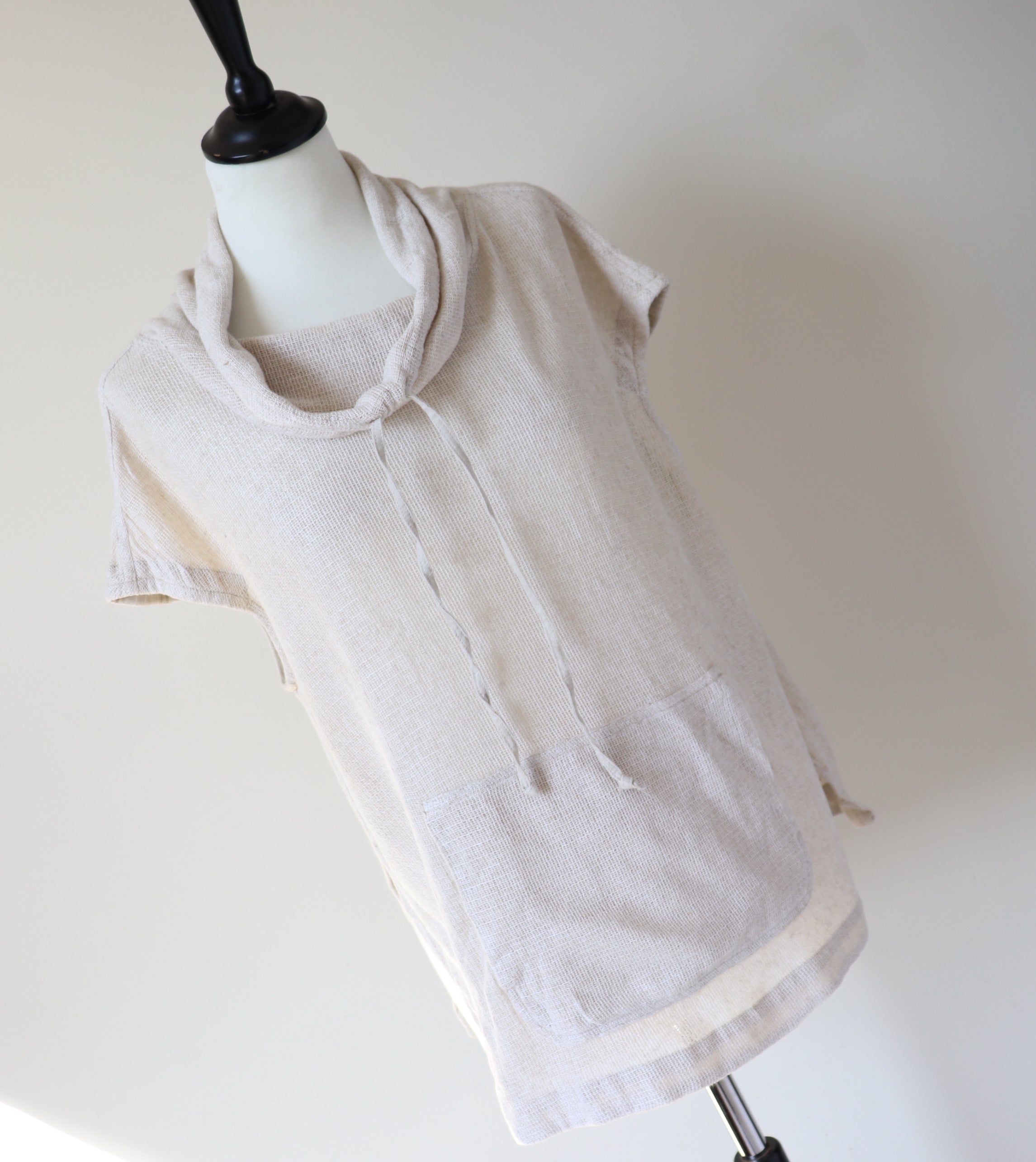 Linen Mesh Tunic Top - Funnel Neck - Massimo Vello - M / UK 12