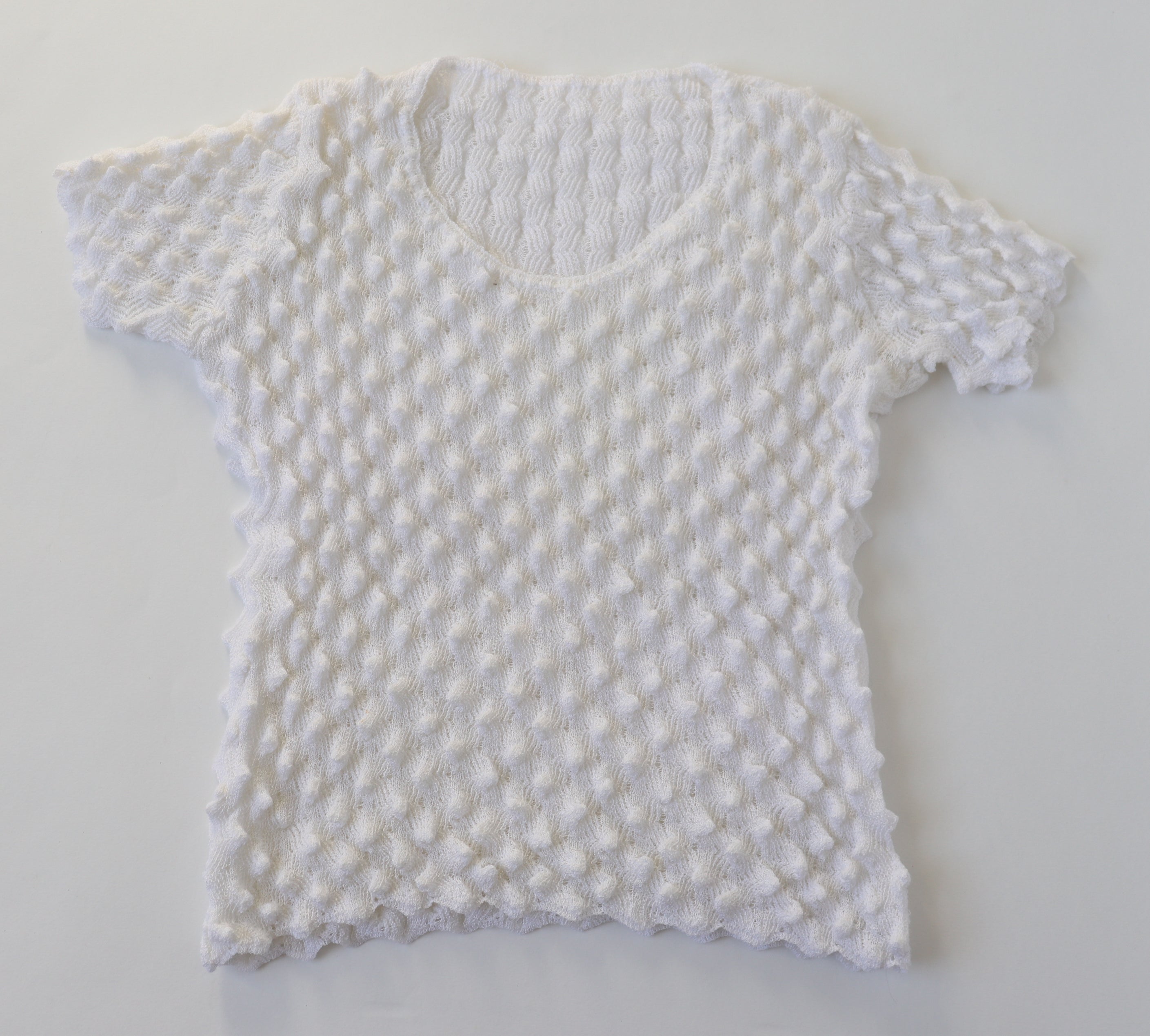White Pointy Knitted Punk Top - Cropped - Stretchy - M / UK 12