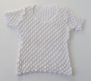 White Pointy Knitted Punk Top - Cropped - Stretchy - M / UK 12