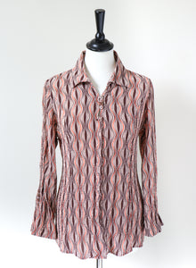 Psychedelic Silk Shirt / Blouse - 3/4 Short Sleeves - Cherie - S / UK 10