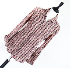 Psychedelic Silk Shirt / Blouse - 3/4 Short Sleeves - Cherie - S / UK 10