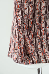Psychedelic Silk Shirt / Blouse - 3/4 Short Sleeves - Cherie - S / UK 10