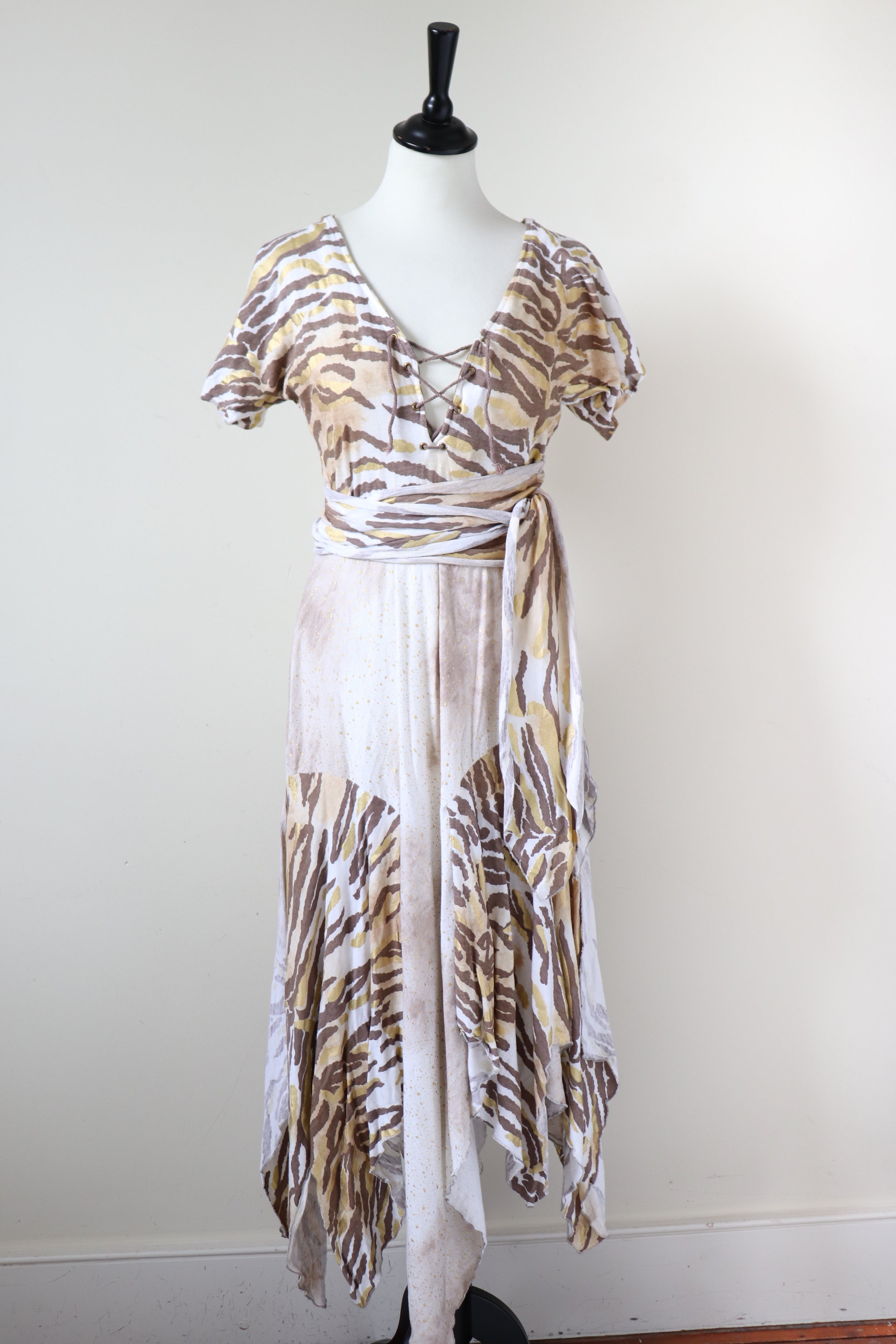 1980s Cotton Jersey Animal Print Jungle / Tarzan Dress - Lydiane Paris - S / UK 10