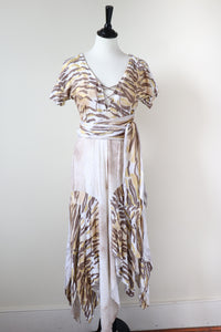 1980s Cotton Jersey Animal Print Jungle / Tarzan Dress - Lydiane Paris - S / UK 10