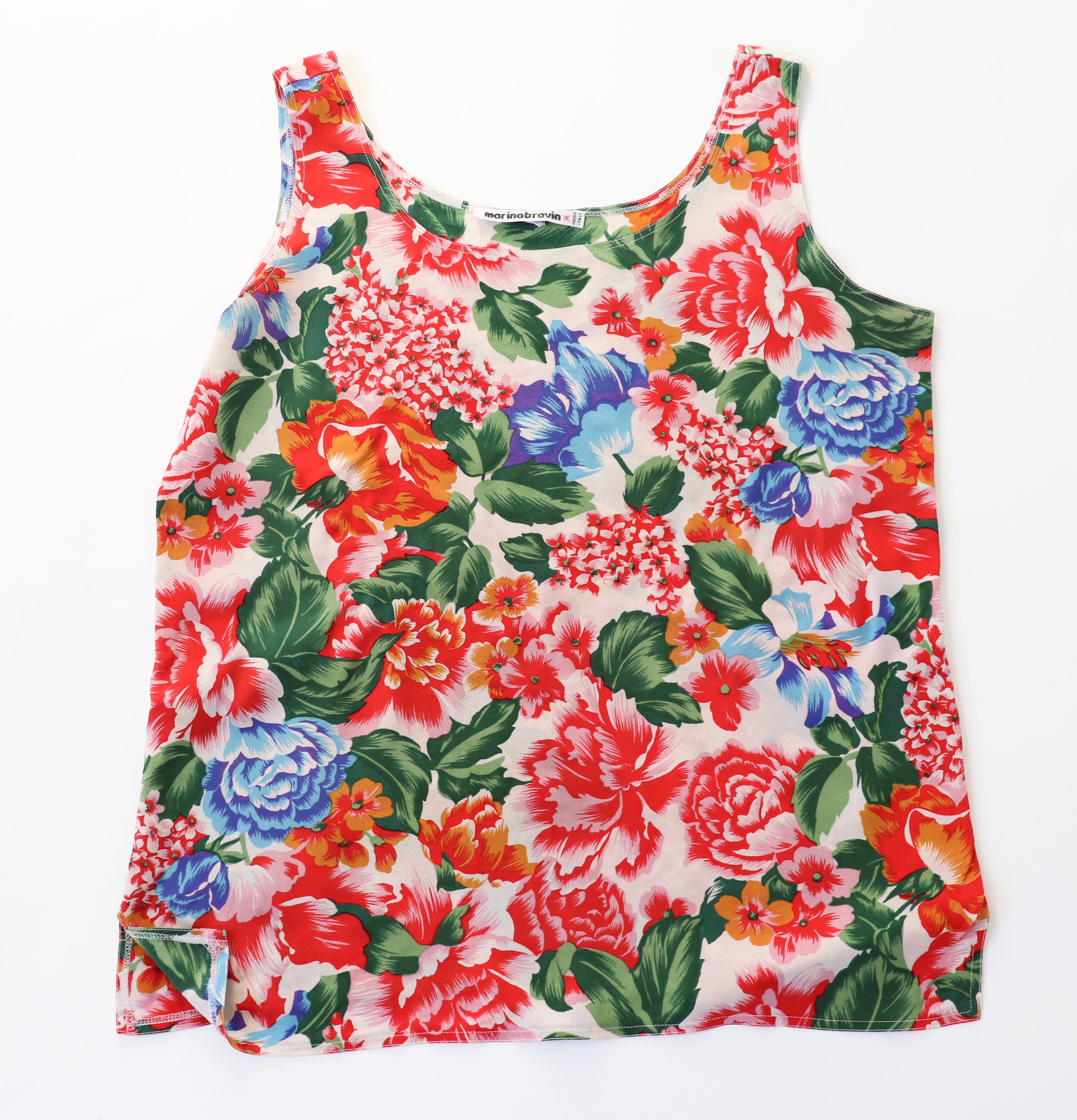 Silk Camisole Top - Vintage - Floral - Marina Bravin - XS / S - UK 8 / 10