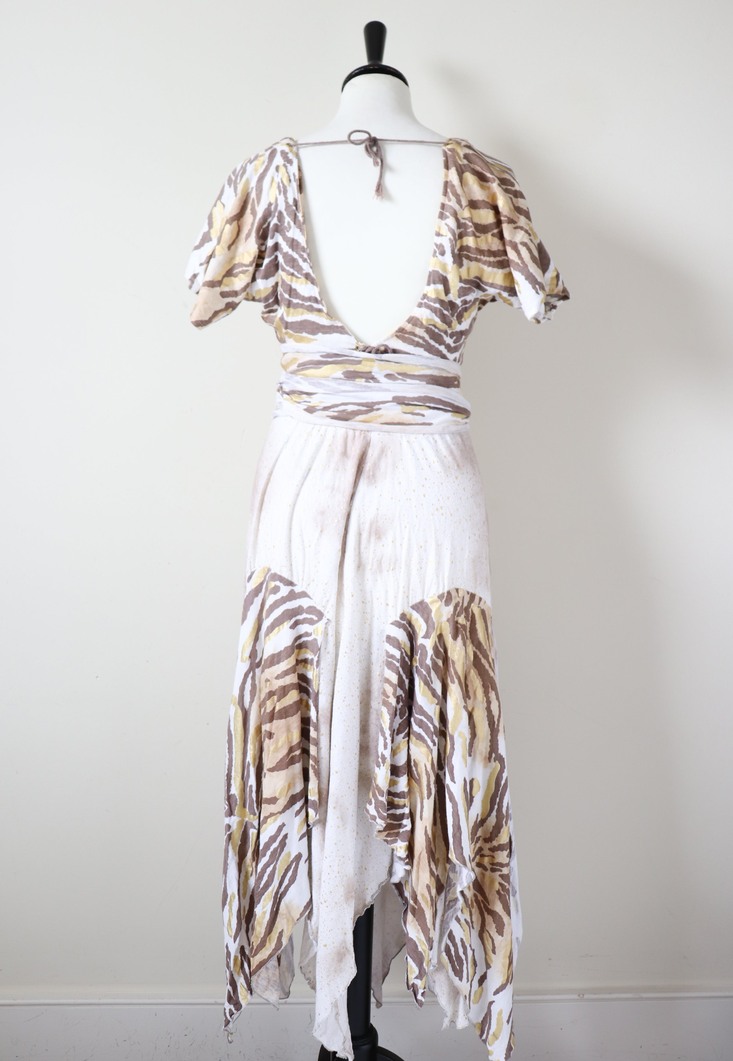 1980s Cotton Jersey Animal Print Jungle / Tarzan Dress - Lydiane Paris - S / UK 10