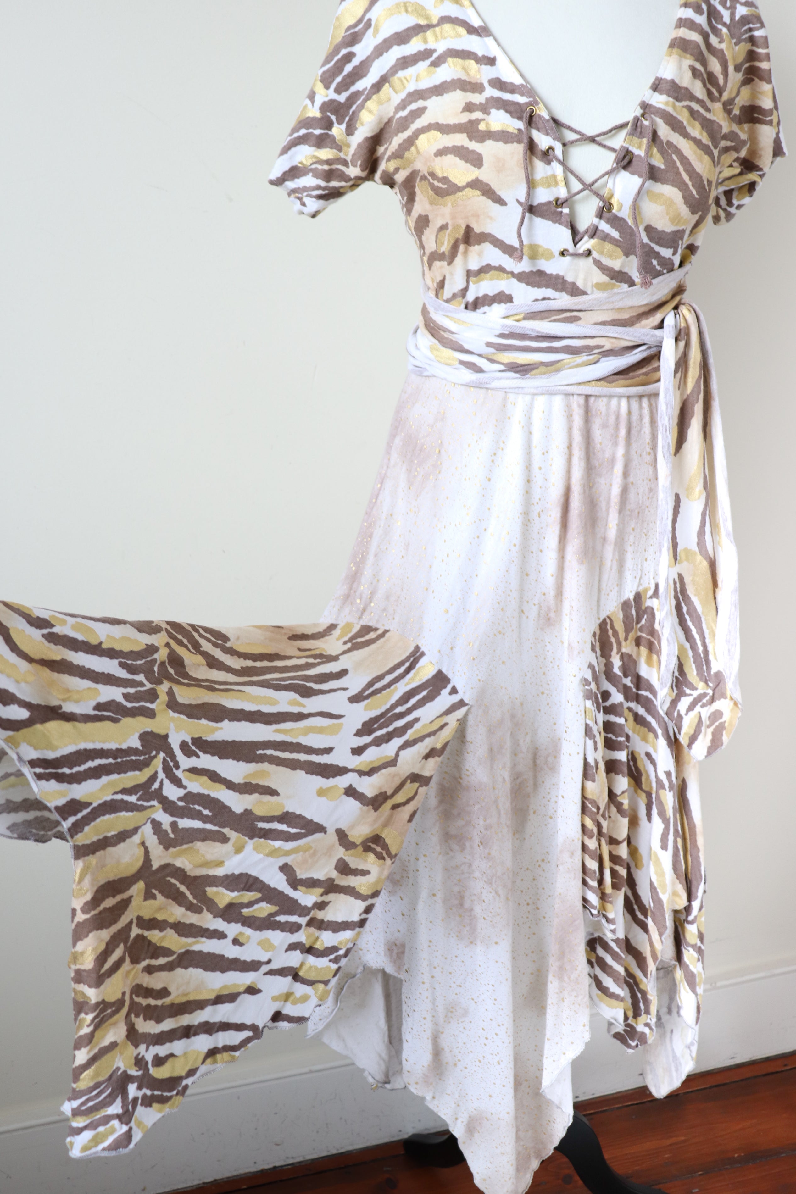 1980s Cotton Jersey Animal Print Jungle / Tarzan Dress - Lydiane Paris - S / UK 10
