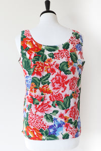 Silk Camisole Top - Vintage - Floral - Marina Bravin - XS / S - UK 8 / 10