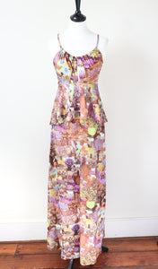 Vintage 1970s Maxi  Dress - Psychedelic Magical Realism - 1970s - XS / UK 8
