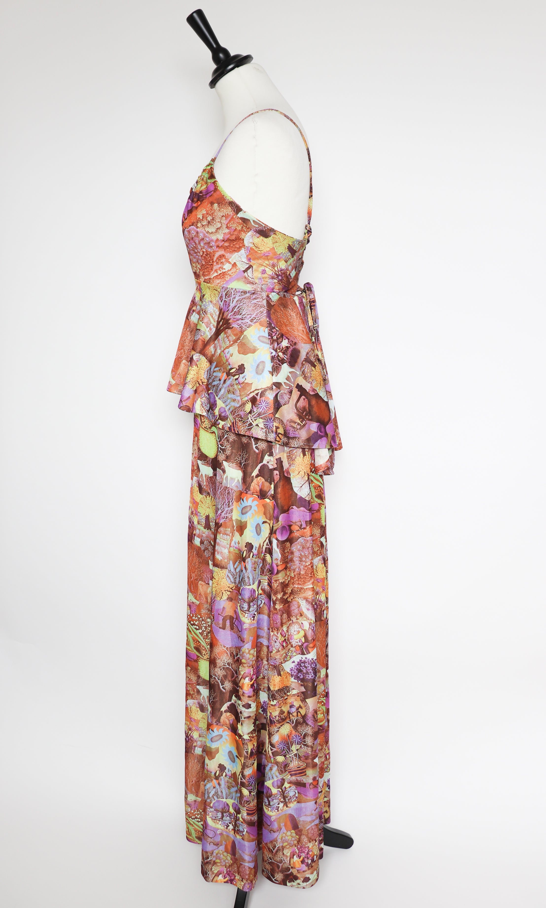 Vintage 1970s Maxi  Dress - Psychedelic Magical Realism - 1970s - XS / UK 8