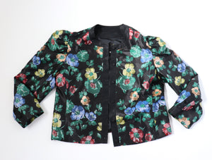 1980s Tyrol Party Jacket - Dark Florals - Vintage - BURGI -  L / UK 14
