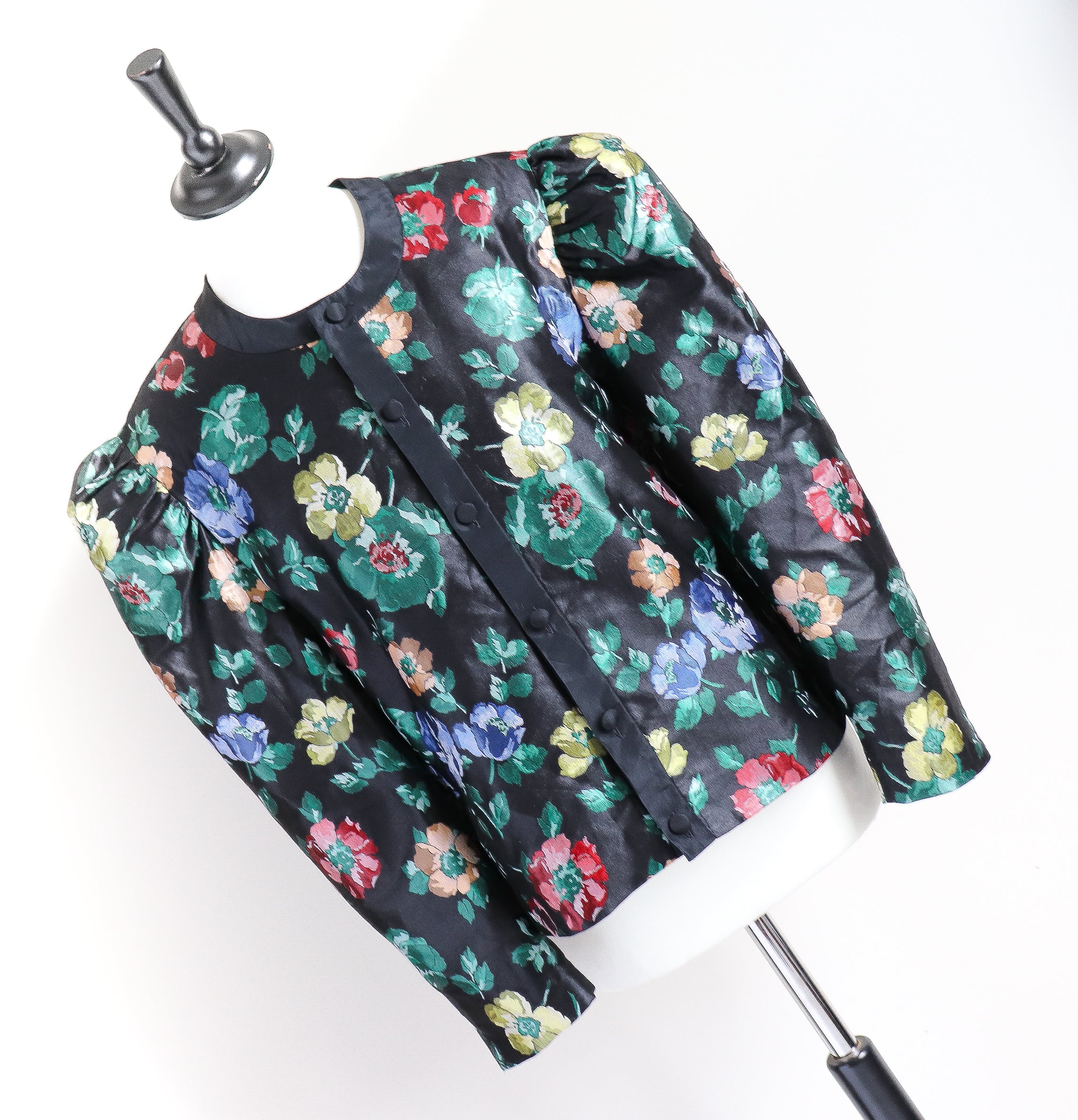 1980s Tyrol Party Jacket - Dark Florals - Vintage - BURGI -  L / UK 14