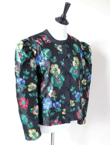 1980s Tyrol Party Jacket - Dark Florals - Vintage - BURGI -  L / UK 14