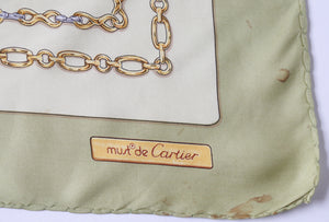 Must de Cartier Vintage Silk Scarf  - Green - Monogram Logo Print - LARGE