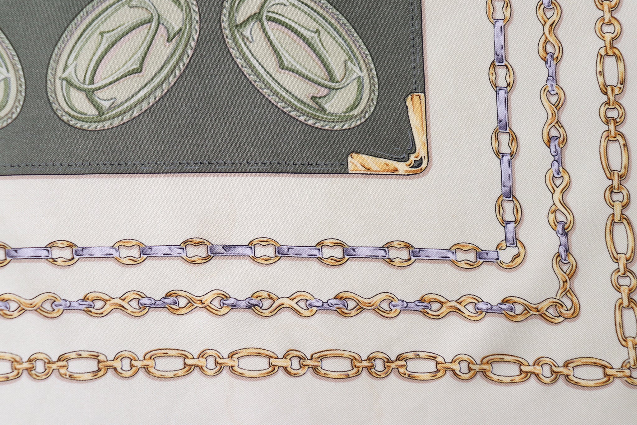 Must de Cartier Vintage Silk Scarf - Green - Monogram Logo Print - LARGE