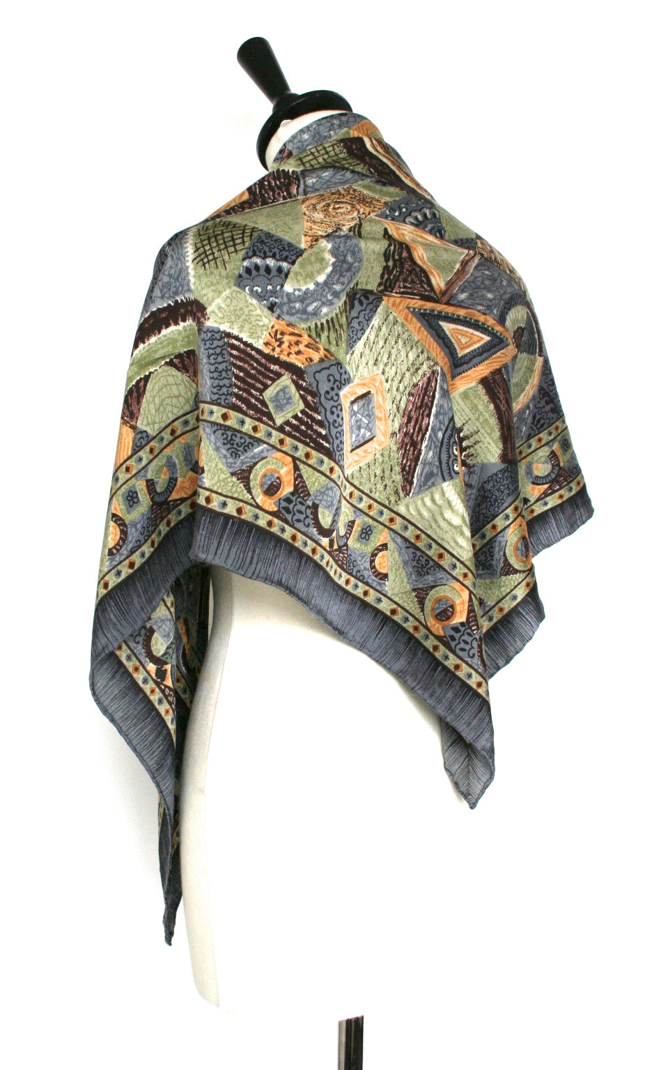 Vintage silk shawl - Cubist pattern