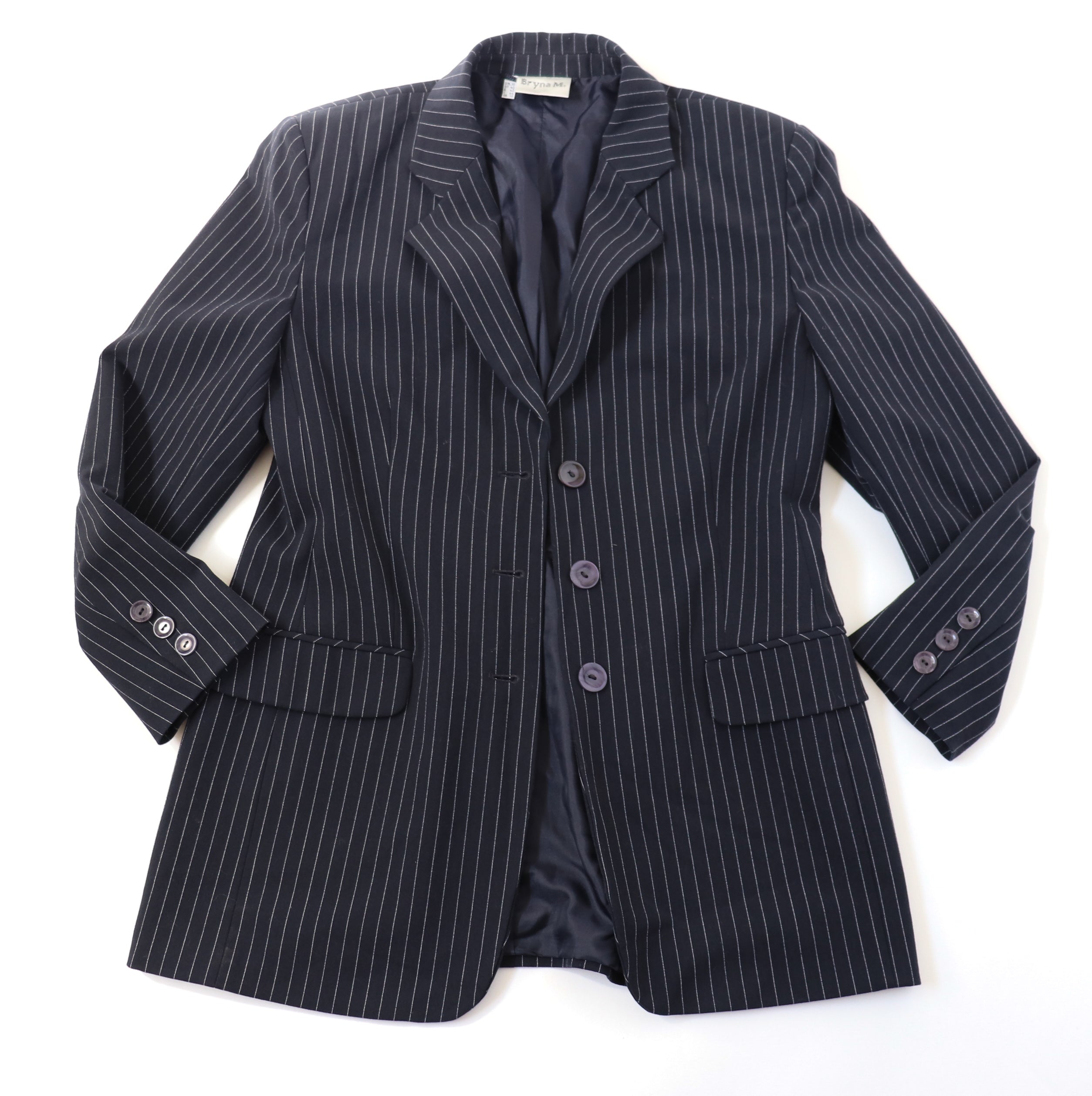 Pinstripe Blue Blazer Jacket - Bryna M - M / UK 12