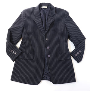 Pinstripe Blue Blazer Jacket - Bryna M - M / UK 12