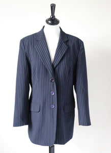 Pinstripe Blue Blazer Jacket - Bryna M - M / UK 12