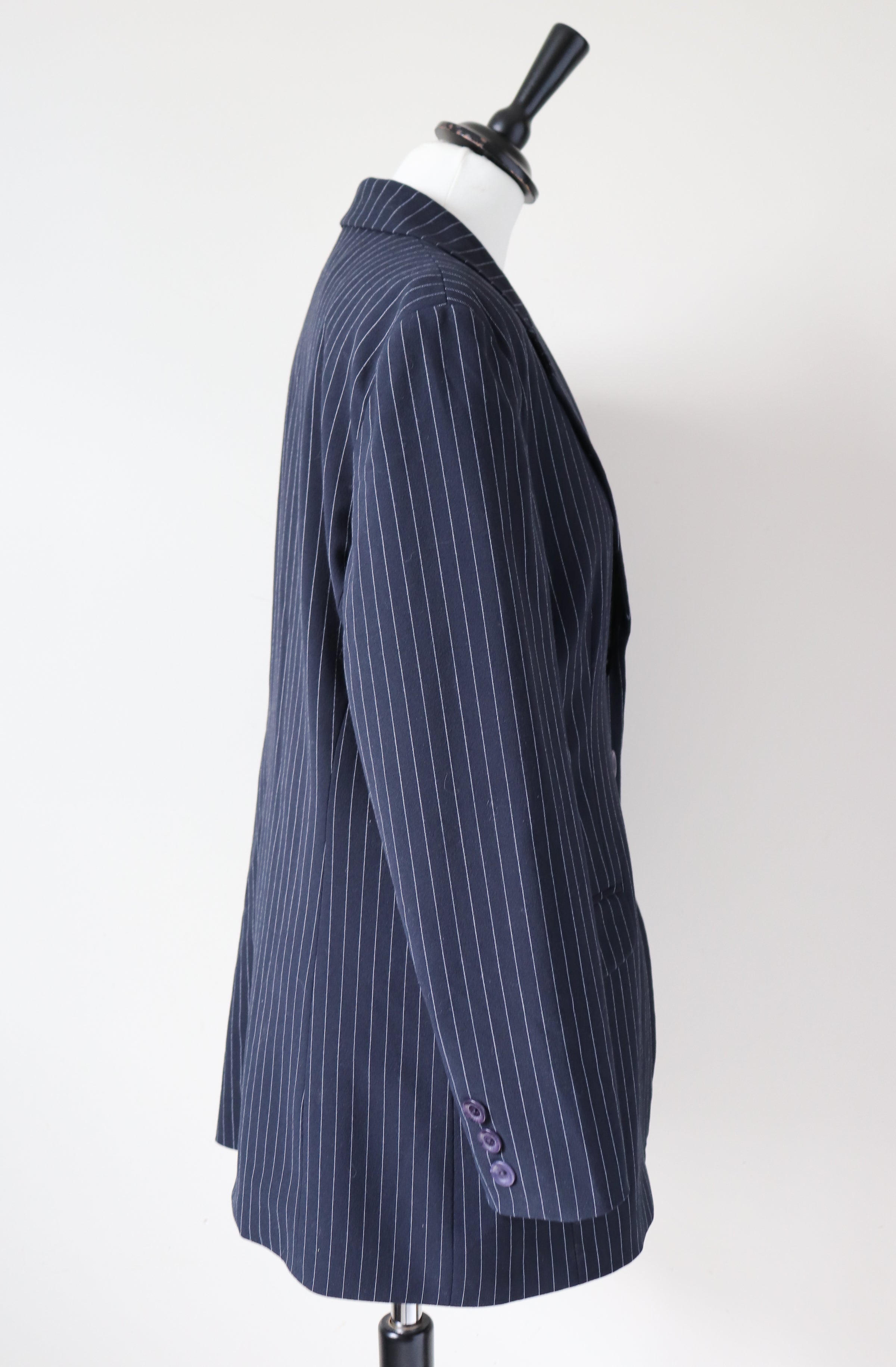Pinstripe Blue Blazer Jacket - Bryna M - M / UK 12