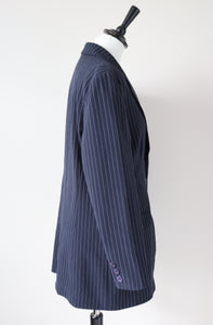 Pinstripe Blue Blazer Jacket - Bryna M - M / UK 12
