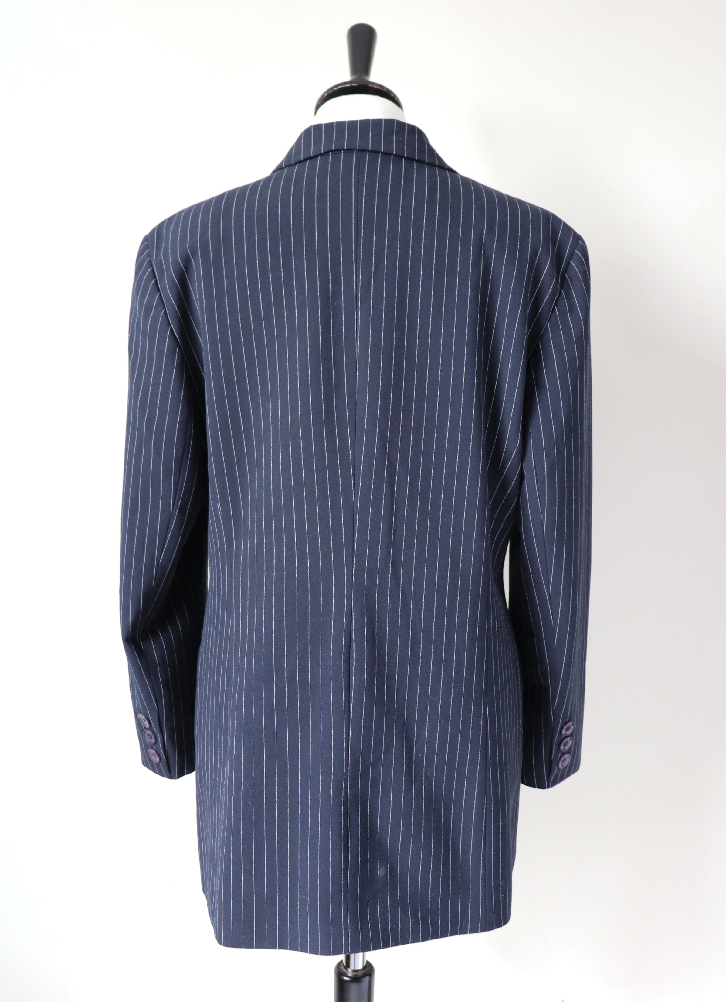 Pinstripe Blue Blazer Jacket - Bryna M - M / UK 12