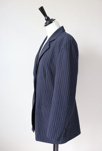 Pinstripe Blue Blazer Jacket - Bryna M - M / UK 12