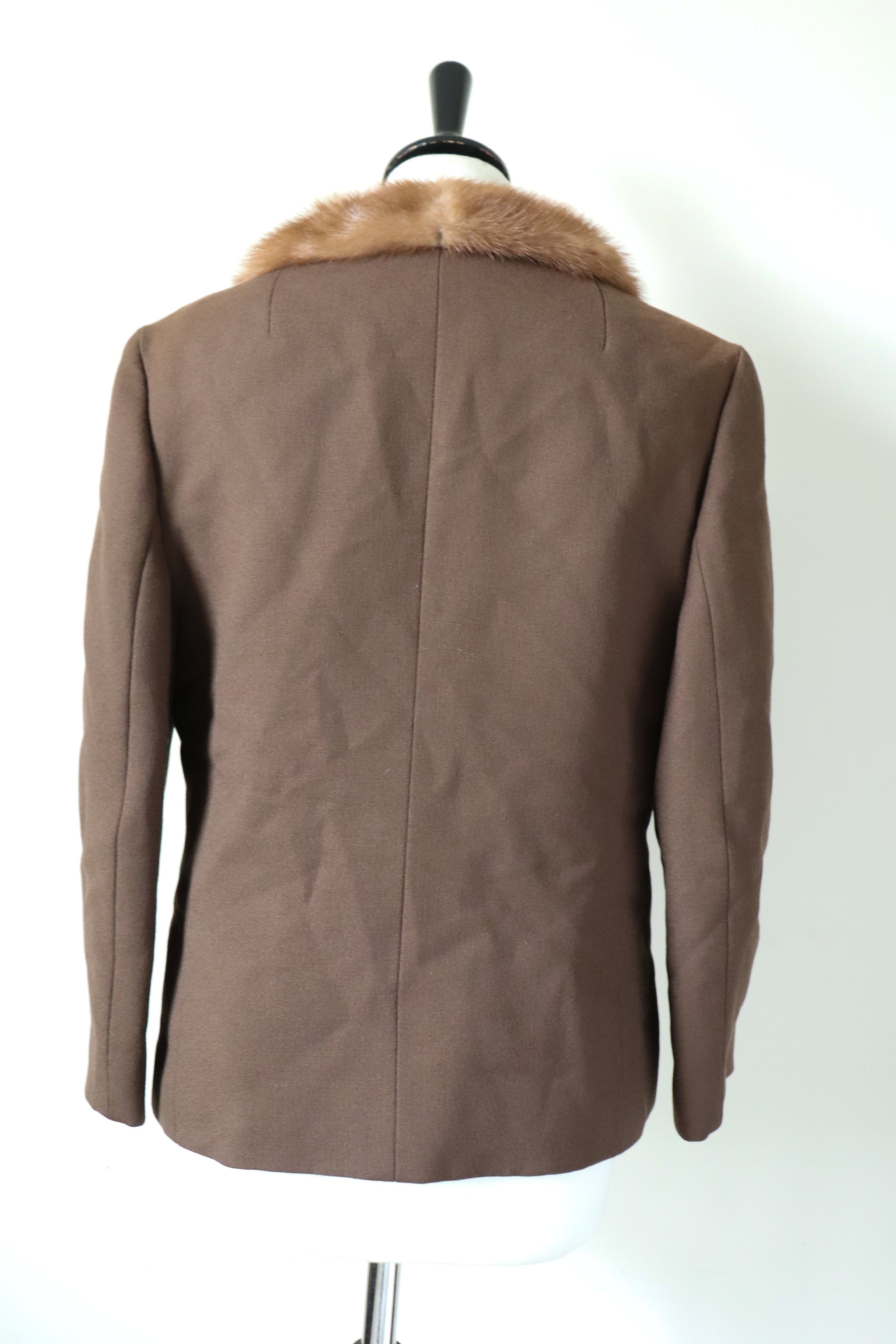 1960s Wool Vintage Jacket - Mink Fur Collar - Modell Velisch - M / UK 12