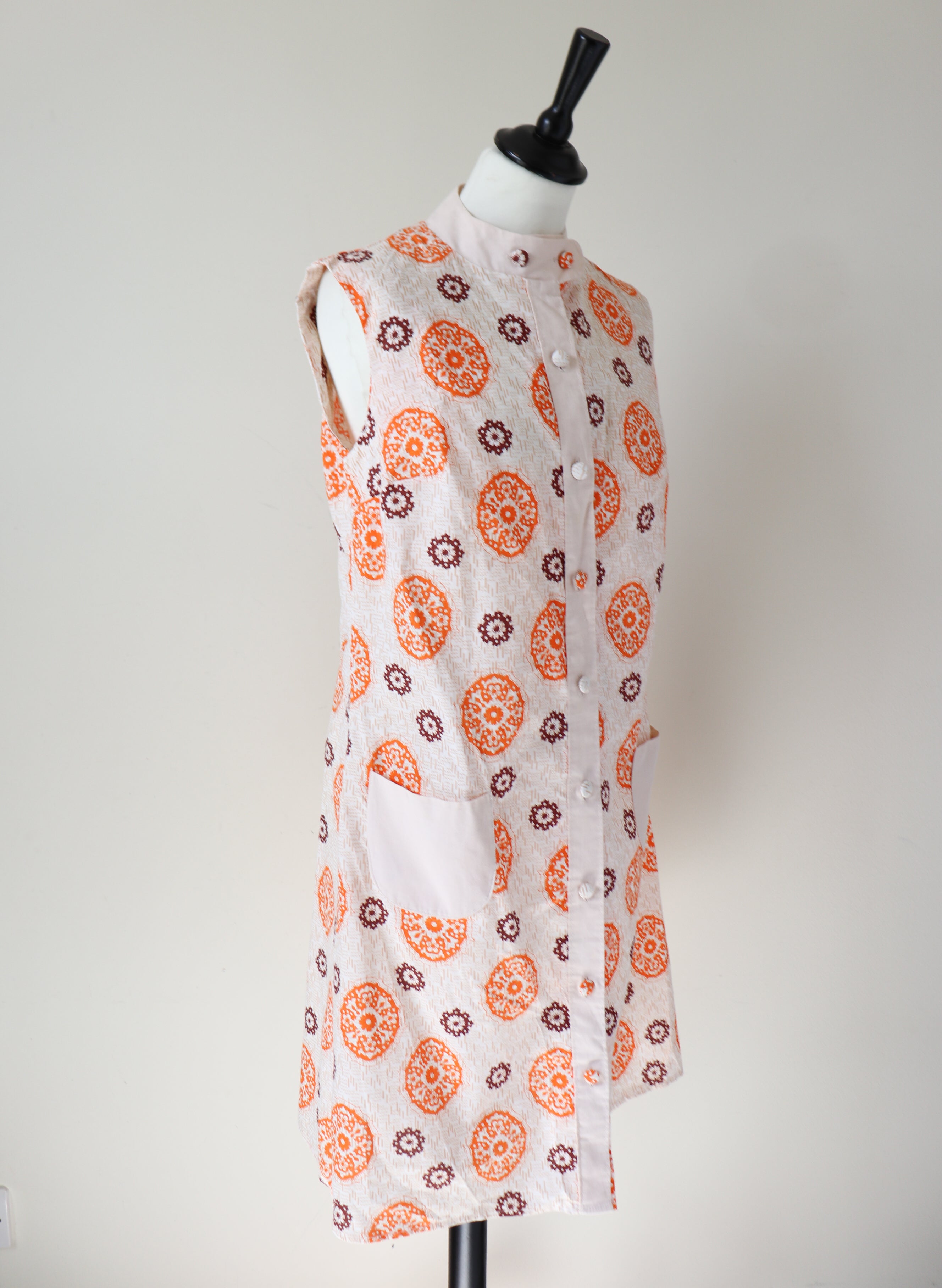 1970s Cotton Summer Day Dress - A Line Shift -  M / UK 12