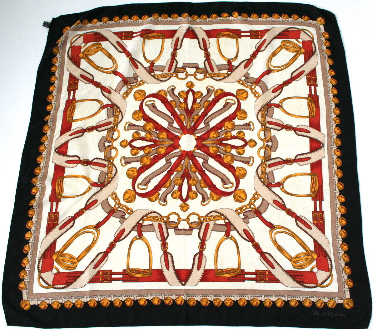 Renato Balestra vintage silk scarf - Harnesses and sleigh bells 