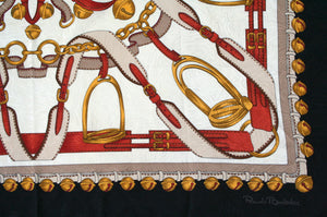 Renato Balestra vintage silk scarf - harnesses and sleigh bells - Large