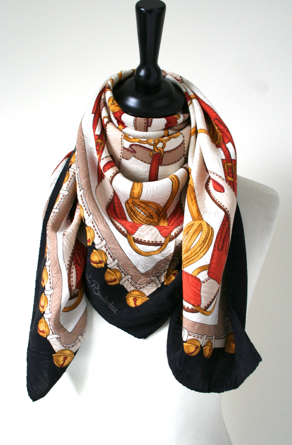 Renato Balestra vintage silk scarf - Harnesses and sleigh bells