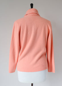 Double Breasted Cardigan Jacket - Peach Orange - Wool Blend  S - UK 8 / 10