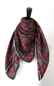 50s brushstroke geometric print silk scarf