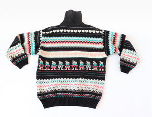 Fair Isle Paper Dolls Jumper - Wool - Black / Pink - S / M - UK 10 / 12