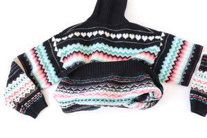 Fair Isle Paper Dolls Jumper - Wool - Black / Pink - S / M - UK 10 / 12