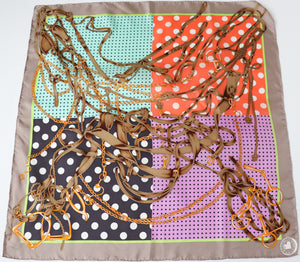 Codello Silk Scarf - Spotted / Equestrian   LARGE