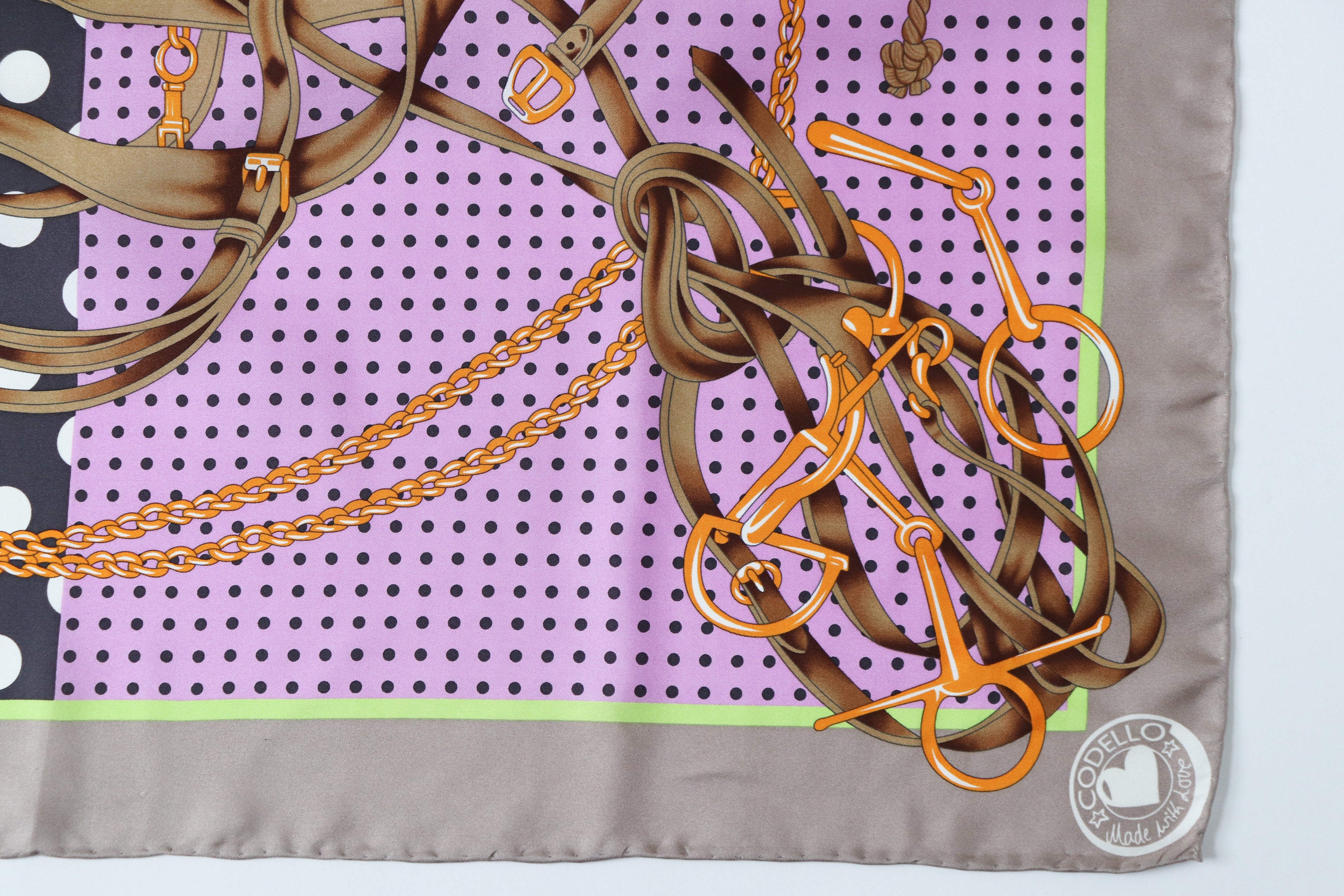 Codello Silk Scarf - Spotted / Equestrian   LARGE