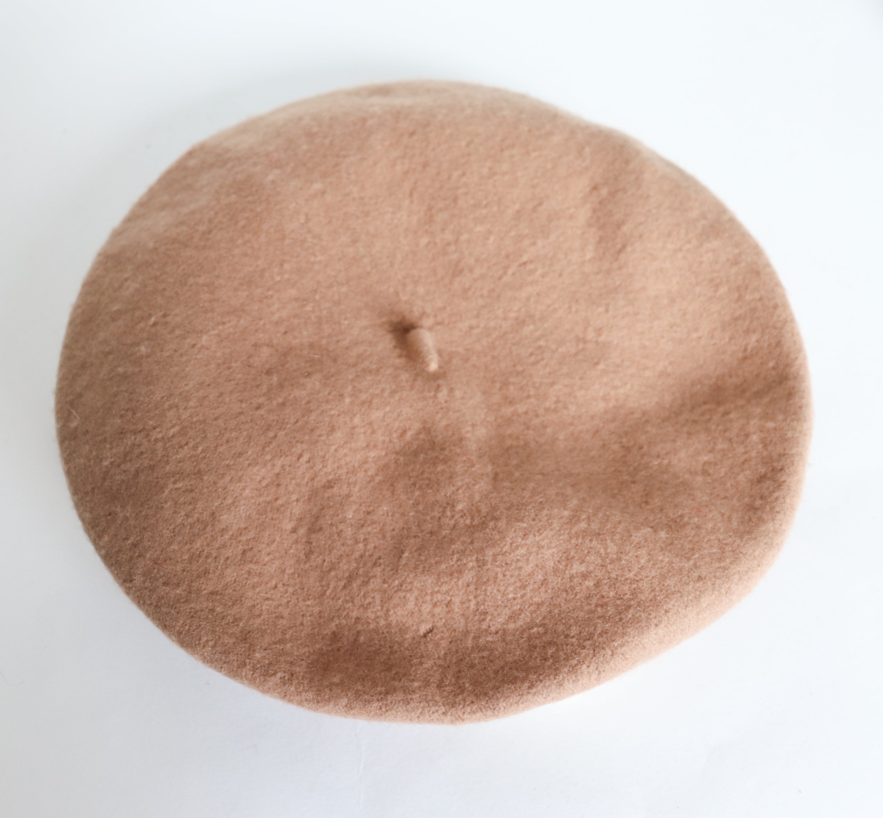 Vintage Wool Crown Beret - Camel Brown / Cream  -  S / M