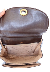 Top Handle Bag - Vintage 1960s / 1970s - Brown Faux Leather - Medium